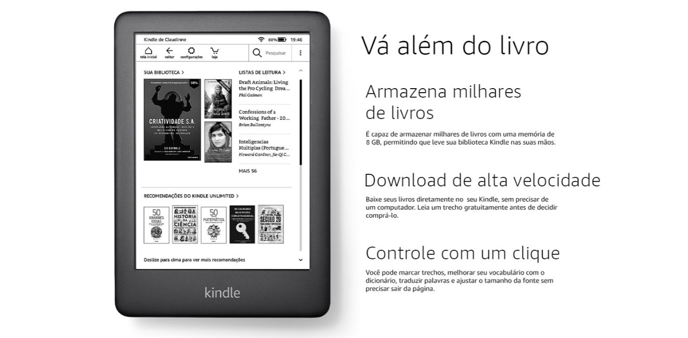 Kindle 10ª Geração Branco Luz Integrada Wi-Fi 8GB - AO0773